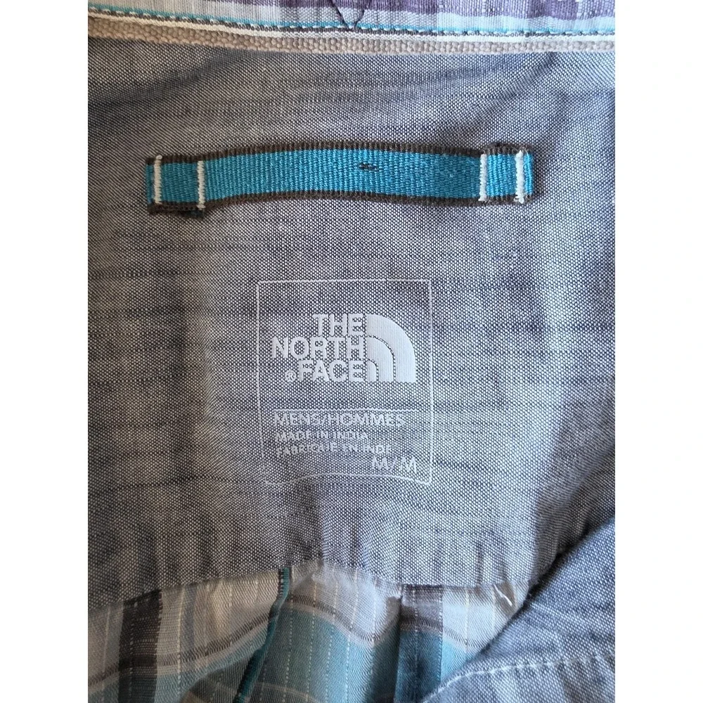 The North Face Men M Plaid Button-Down Shirt Long Sleeve Blue Grey Gorpcore